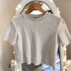 Pearl Beaded Crop Top